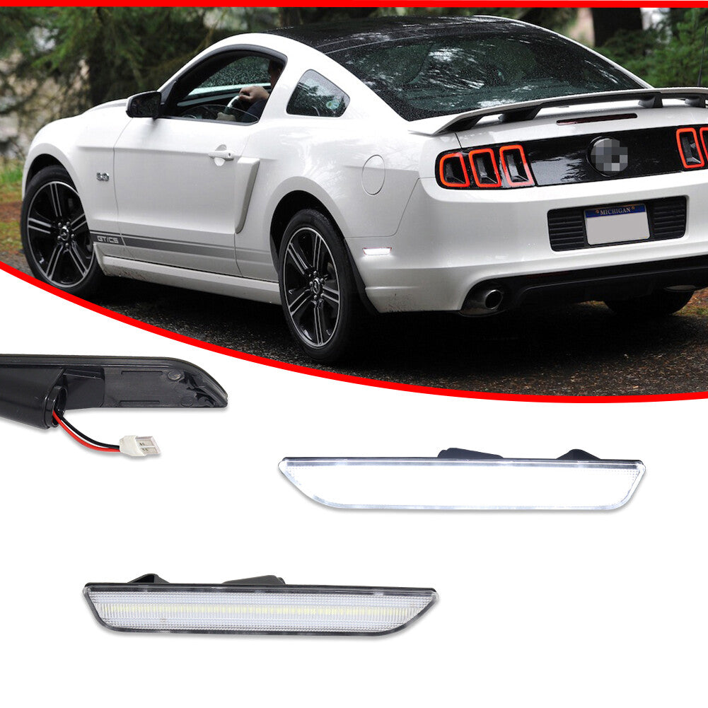 2-piece transparent white LED rear marker parking light suitable for Mustang 2010-2014- v