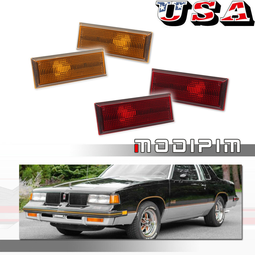 For 1981 - 1988 for Oldsmobile Cutlass 442 Front and Rear Bumper Side Marker Lights LH/RH - v