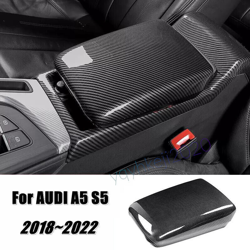 Fit for Audi A5 S5 2018-2022 Carbon Fiber ABS Armrest Box Console Box Cover Trim