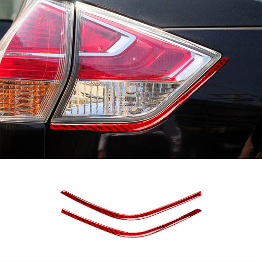 Red Carbon Fiber Rear Taillights eyebrows Cover Trim for Nissan Rogue 2014-2016