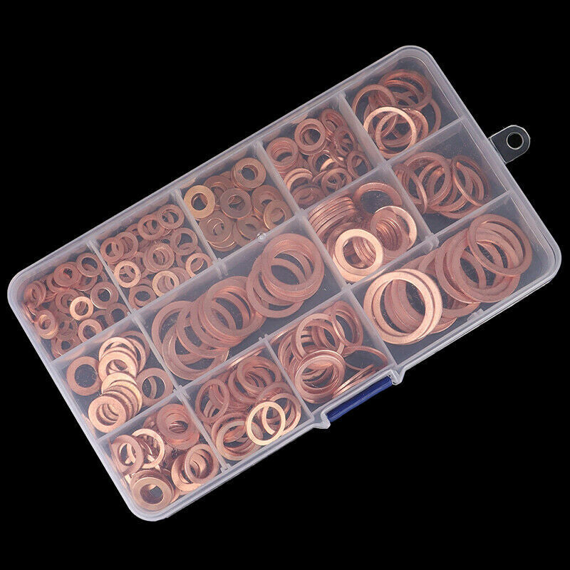 280Pcs Copper Oil Seal Gasket Set with Flat Gasket Copper Gasket Oil Seal Kit