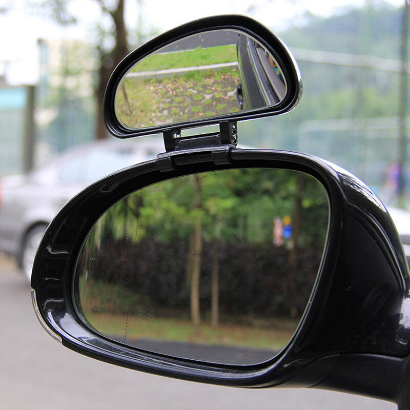 2-piece adjustable rotating wide-angle blind spot rearview mirror with auxiliary lens - n