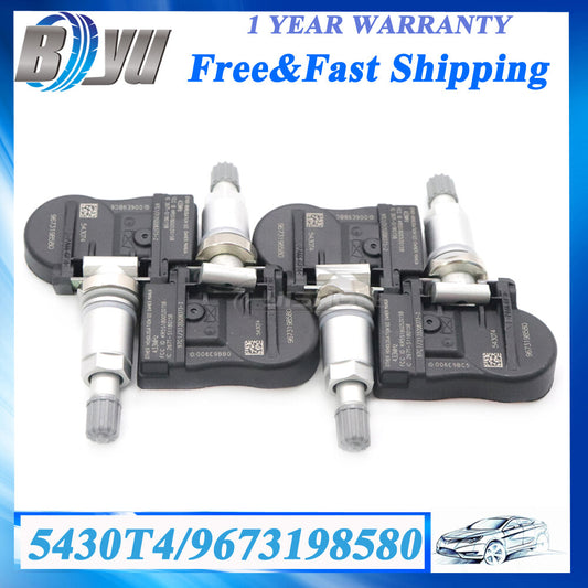 4Pcs TPMS 5430T4 9673198580 for Peugeot 207 307 for Citroen C4 Tire Pressure Sensor