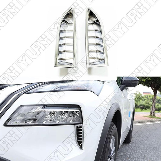 2Pcs Chrome Headlight Front Bumper Trims Cover for Nissan Rogue 2021 2022 2023