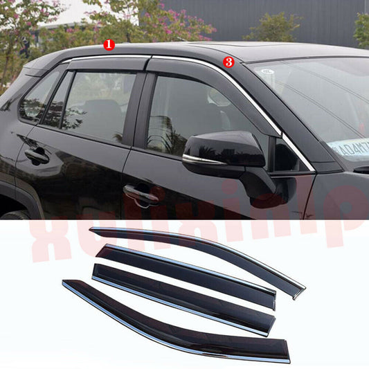Smoke Window Visor Vent Shade Deflector Guard Sun/Rain For 2019-2022 for Toyota RAV4