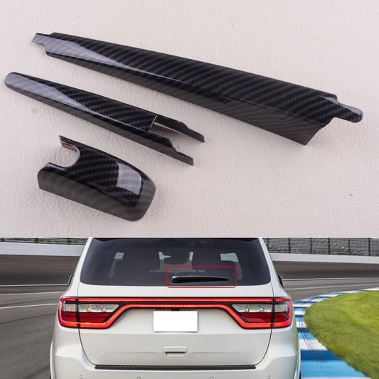 3Pc Carbon Fiber Style Rear Wiper Cover Trim Fit for Dodge Durango SUV 2011-2020