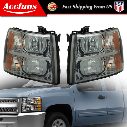 Left and right headlights are compatible with 07-13 Silverado black housing halogen lenses. n