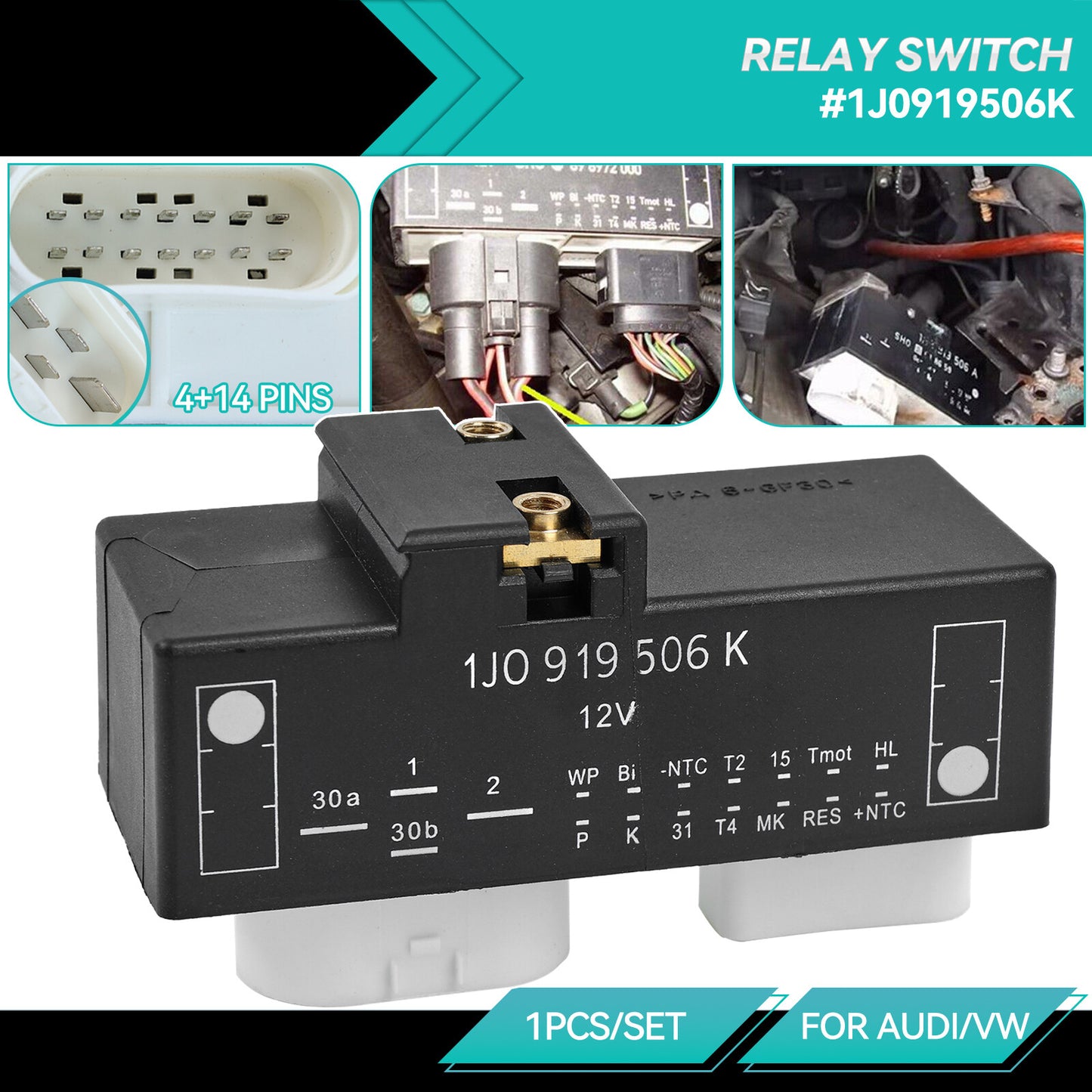 Radiator Cooling Fan Control Module for VW Beetle for Jetta for Golf for Audi TT 1J0919506K Q