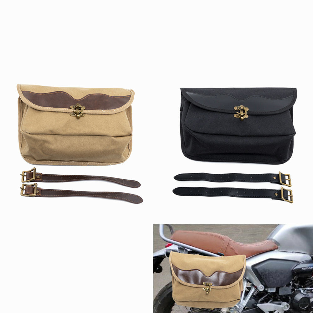 Universal Motorcycle Waterproof Canvas Travel Tool Side Luggage Bag Saddlebag Q