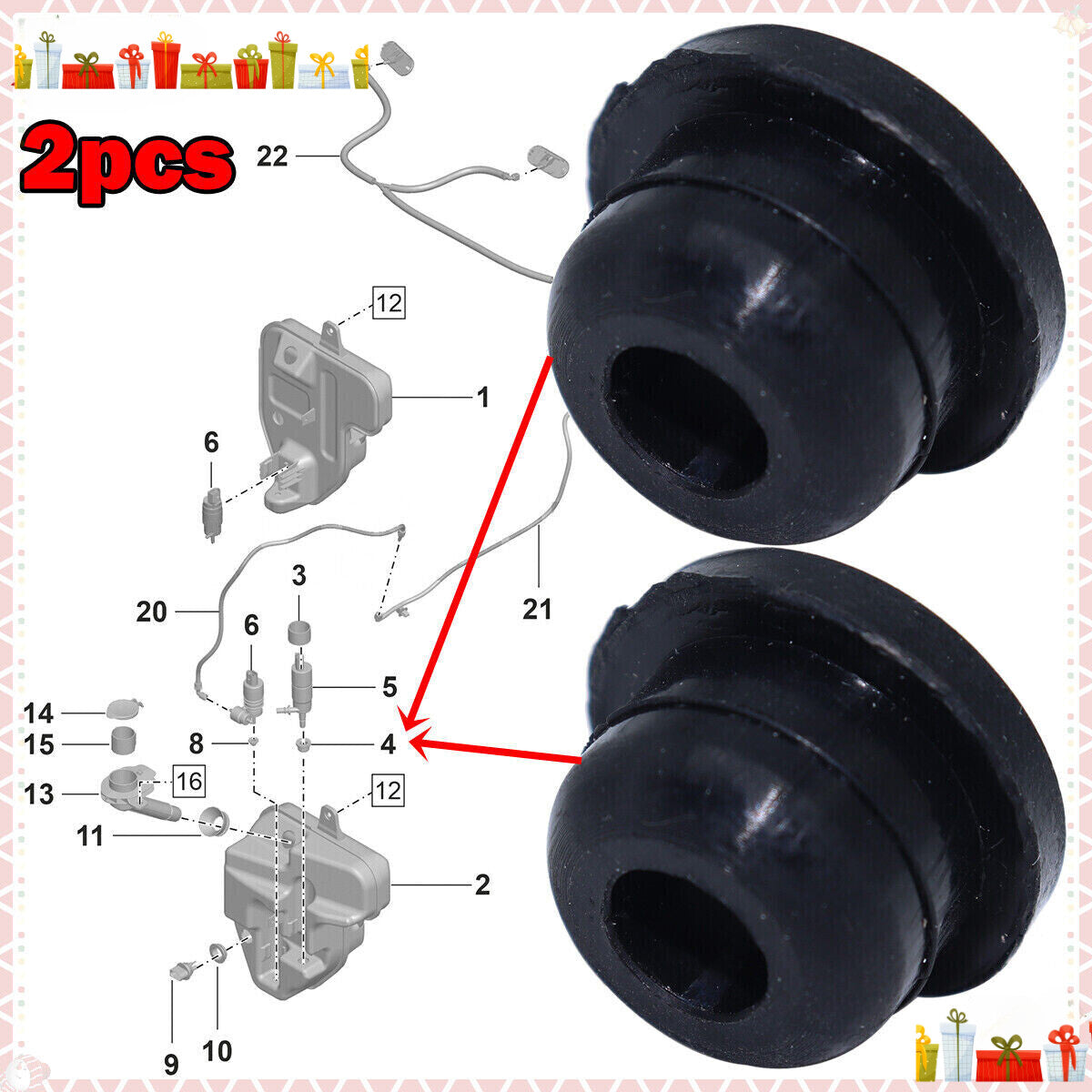 2X for VW for Golf for Jetta for Passat Washer Pump Water Reservoir Gasket Grommet Seal Plug