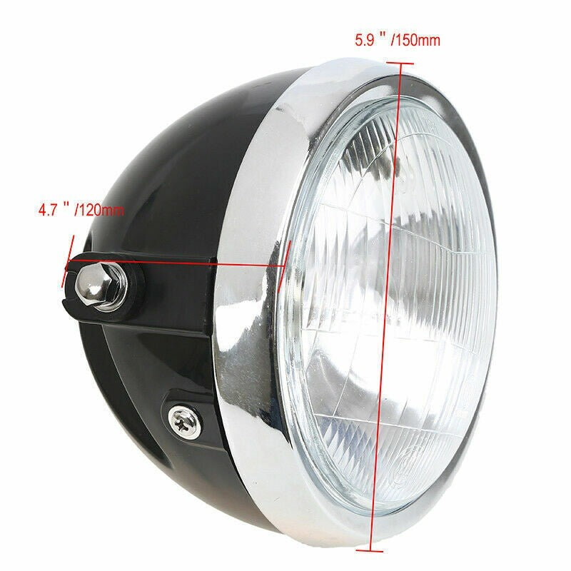 Metal headlight, black, round, for Honda CG125 CB125S PSB motorcycles. Q