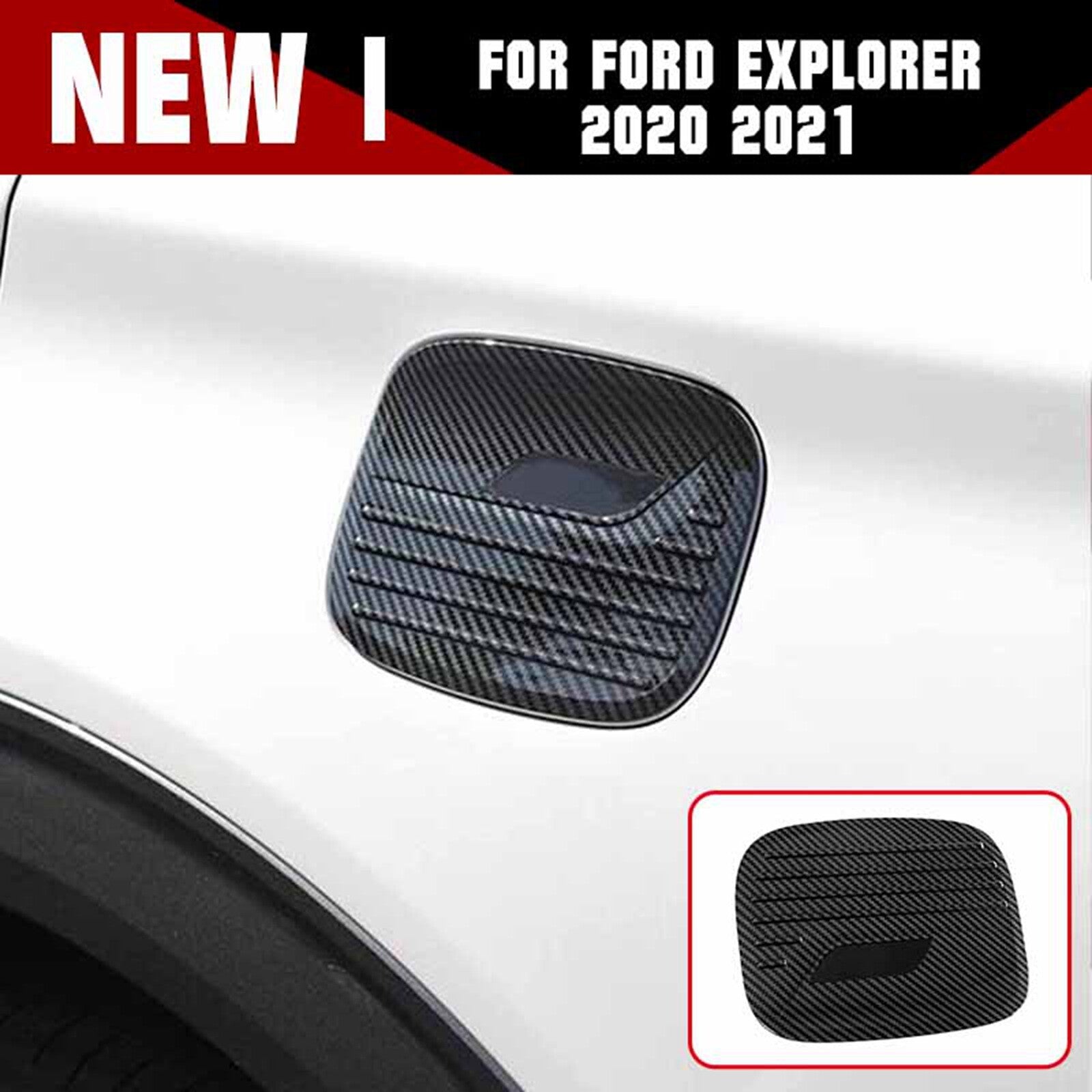 for Ford 2020-2021 Explorer Car Side Fuel Cap Cover Decor Carbon Fiber Trim ABS