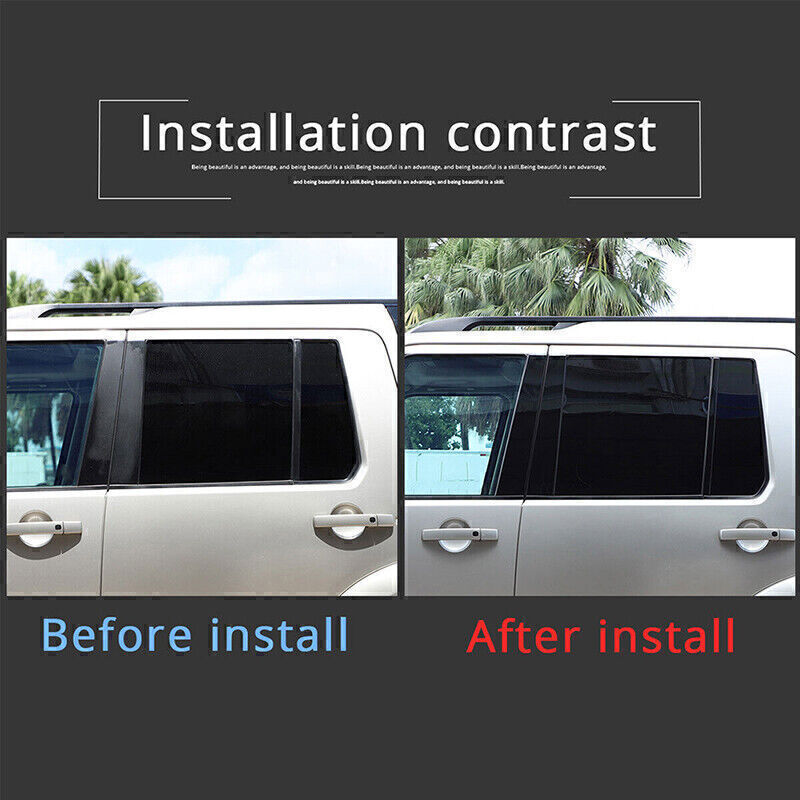 6P For LR Freelander 2 LR2 2008-2015 Piano Black Pillar Posts Door Window Strip