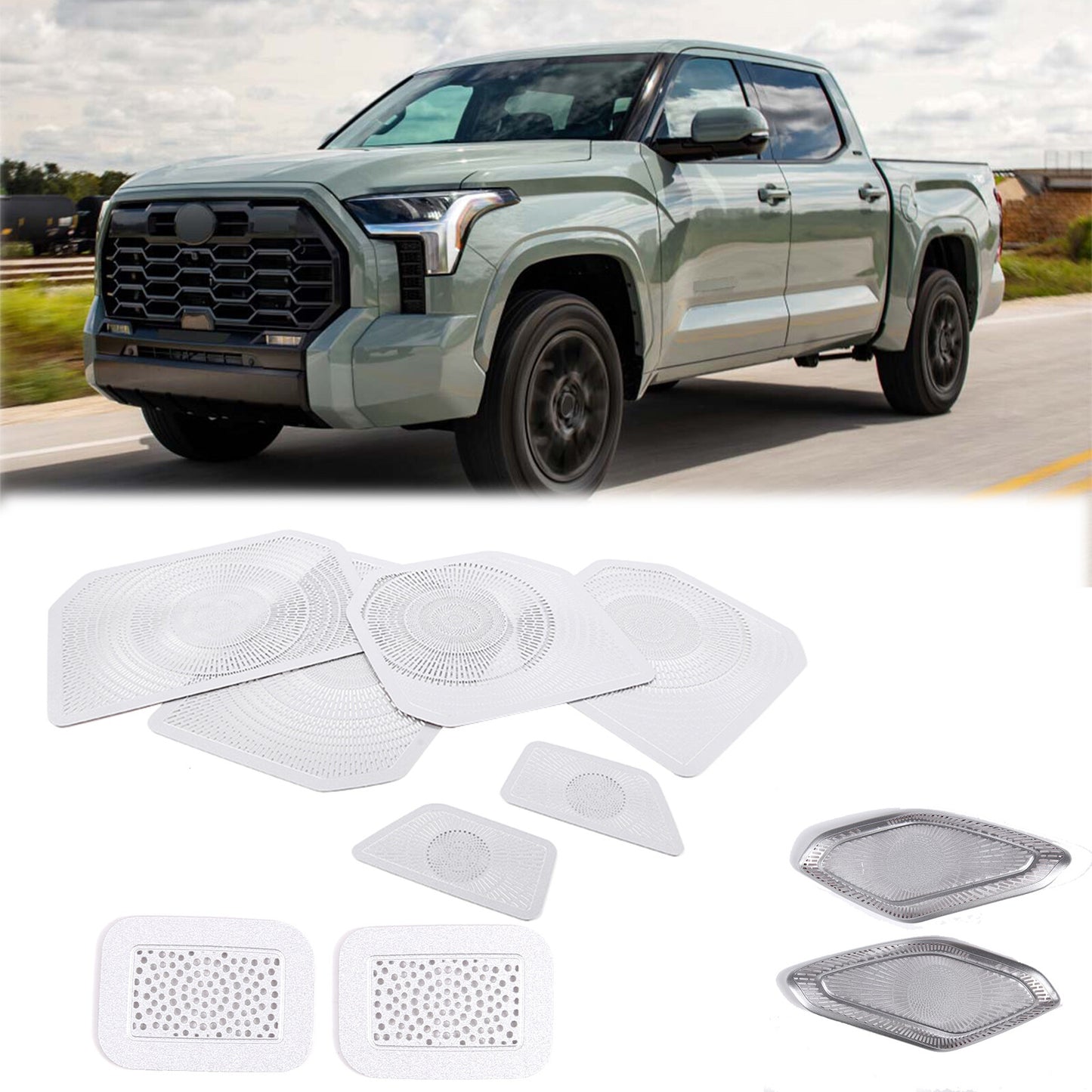 10-Piece Silver Steel Interior Speaker Audio Cover Trim for Tendera 2022-2023 n