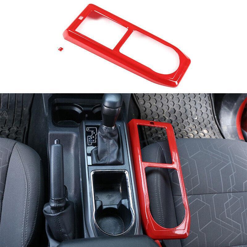 Red Painted Central Console Gear Shift Frame Trim for Toyota Tacoma 2016-2021