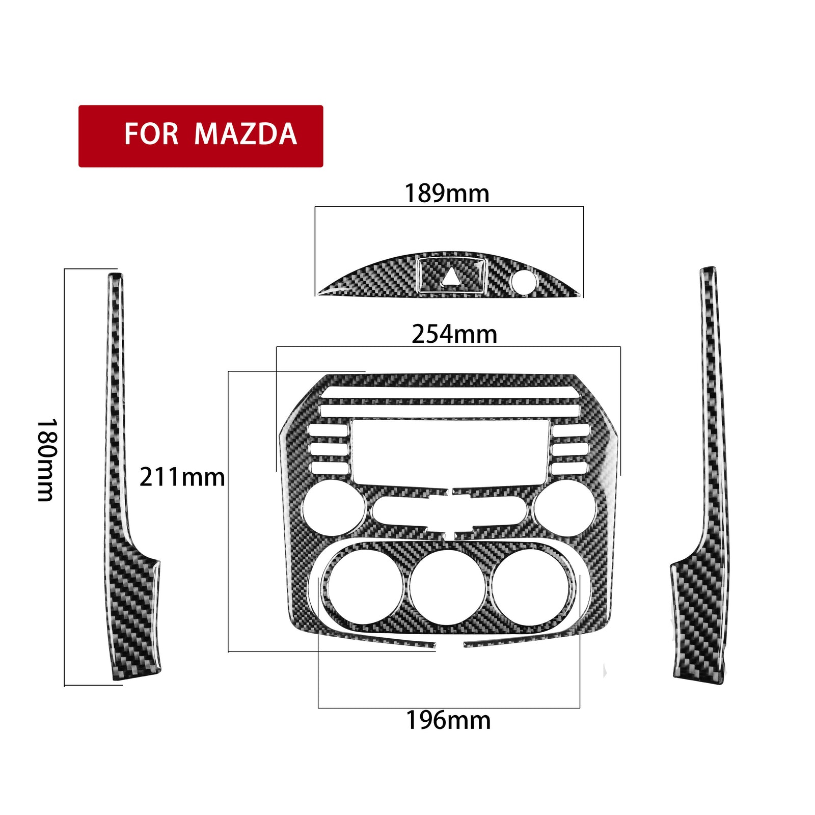Red Trim Strip Above Air Conditioning Vents Carbon Fiber for Camry 12-14 v