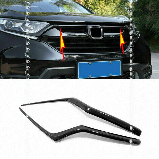 Glossy Black Front Grille Headlight Molding Strips Trim for Honda CR-V 2017-2019