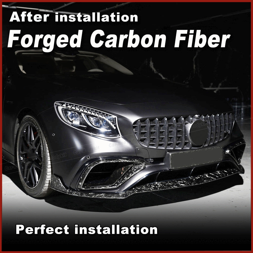 Forged Carbon Front Bumper Lip Spoiler for Mercedes C217 S500 S550 Coupe 2015-17