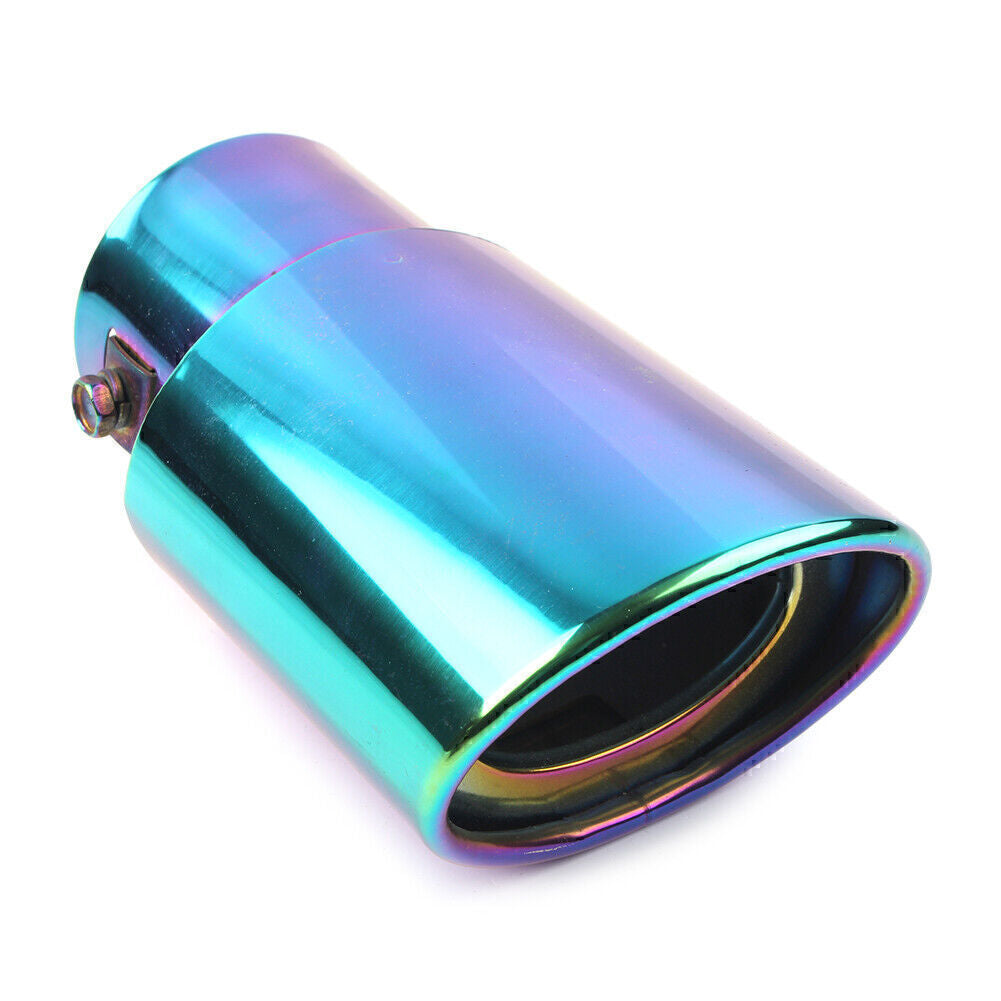 Car Stainless Steel Rear Exhaust Pipe Tail Muffler Tip Round Accessories BLUE