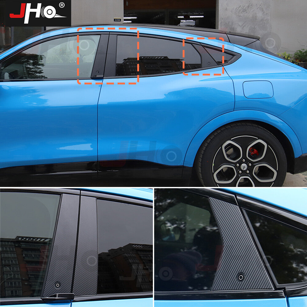 for Mustang Mach-E 21-22 Window B Pillar Post Molding Trim Sticker Carbon Fiber