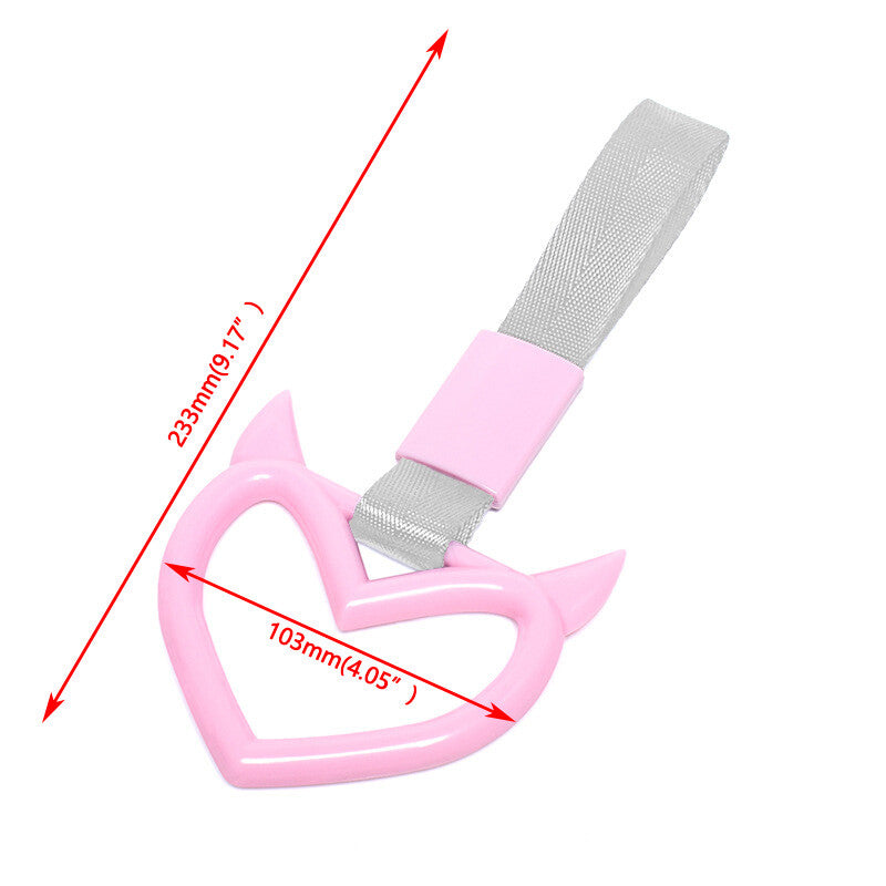 Pink devil heart red JDM Tsurikawa ring subway train bus handle belt accessory