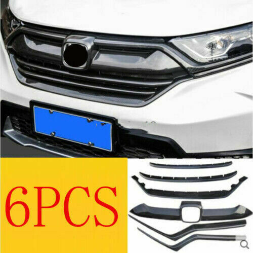 6X Carbon Fiber Front Center Grille Grill Cover Trims for Honda CR-V CRV 2017-19
