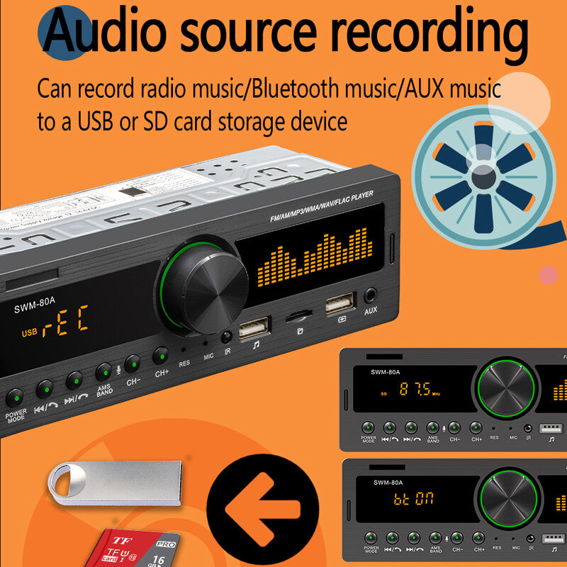 Car Auto Audio In-Dash FM/AM AUX Input Receiver Bluetooth MP3 Radio Player Part v
