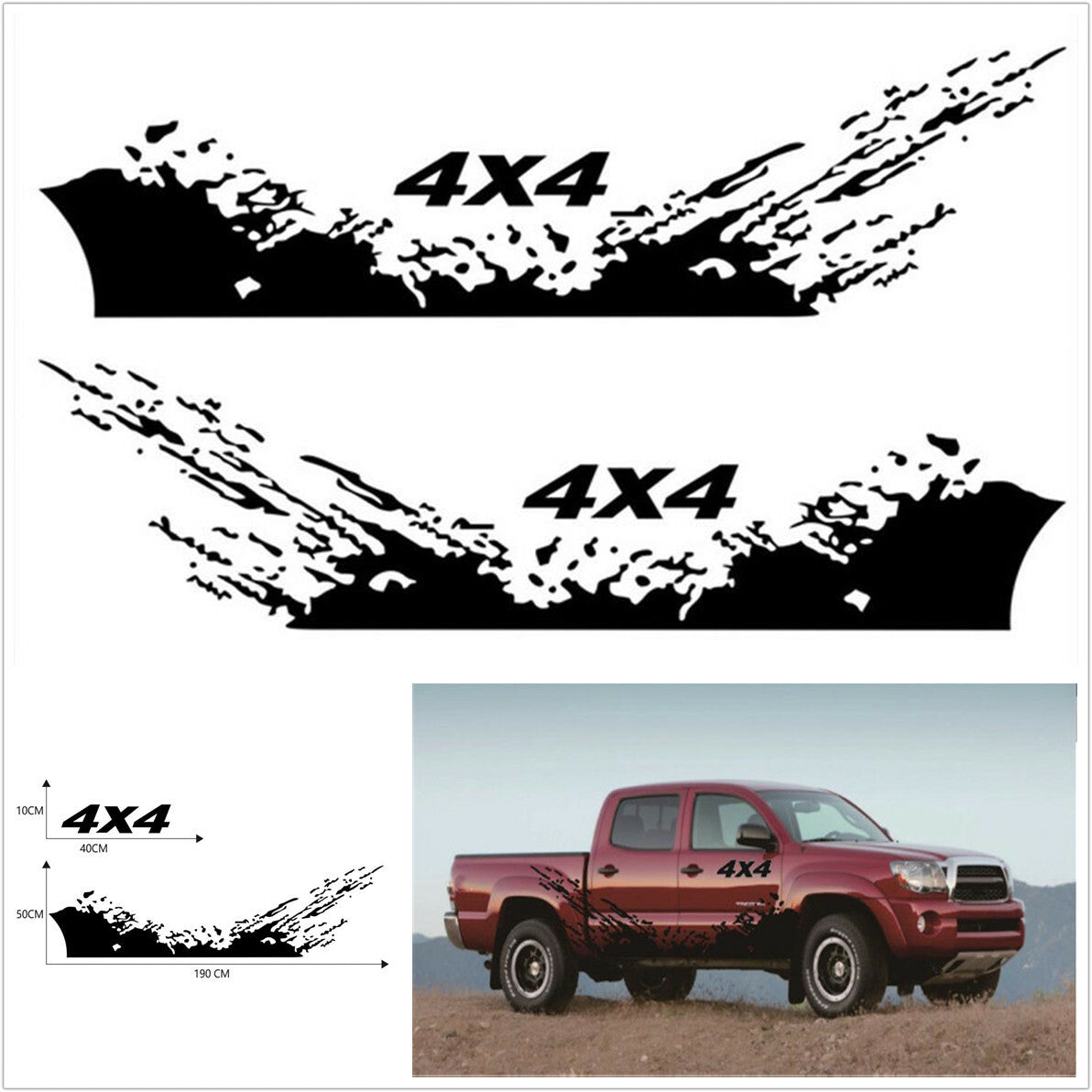 2pcs Car Splash Decal Off Road Graphics Vinyl Stickers Body DIY Decoration