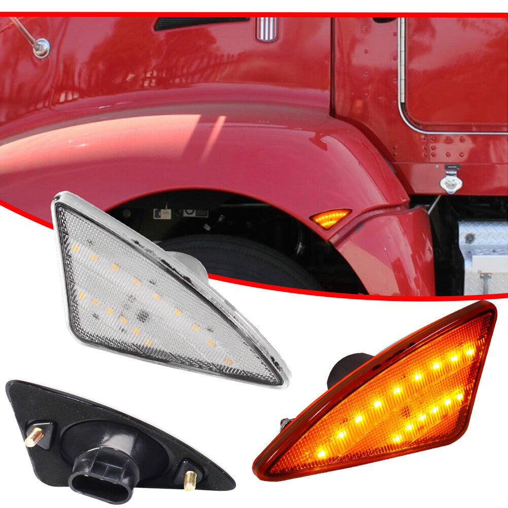 Plug and Play Clear Lens Cab Side Marker Turn Signal Light for Kenworth 2008 - 2021- v