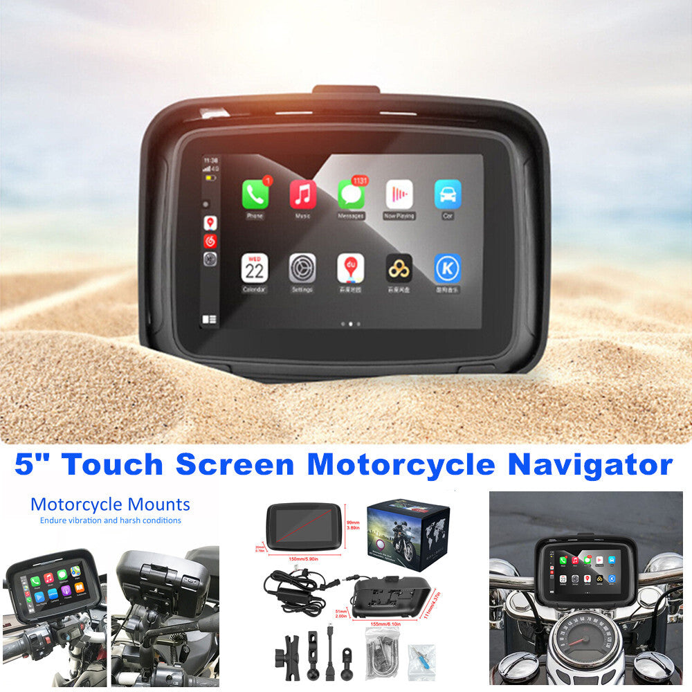 5-inch touchscreen motorcycle for navigator with wireless CarPlay, sunshade, and waterproof design. n