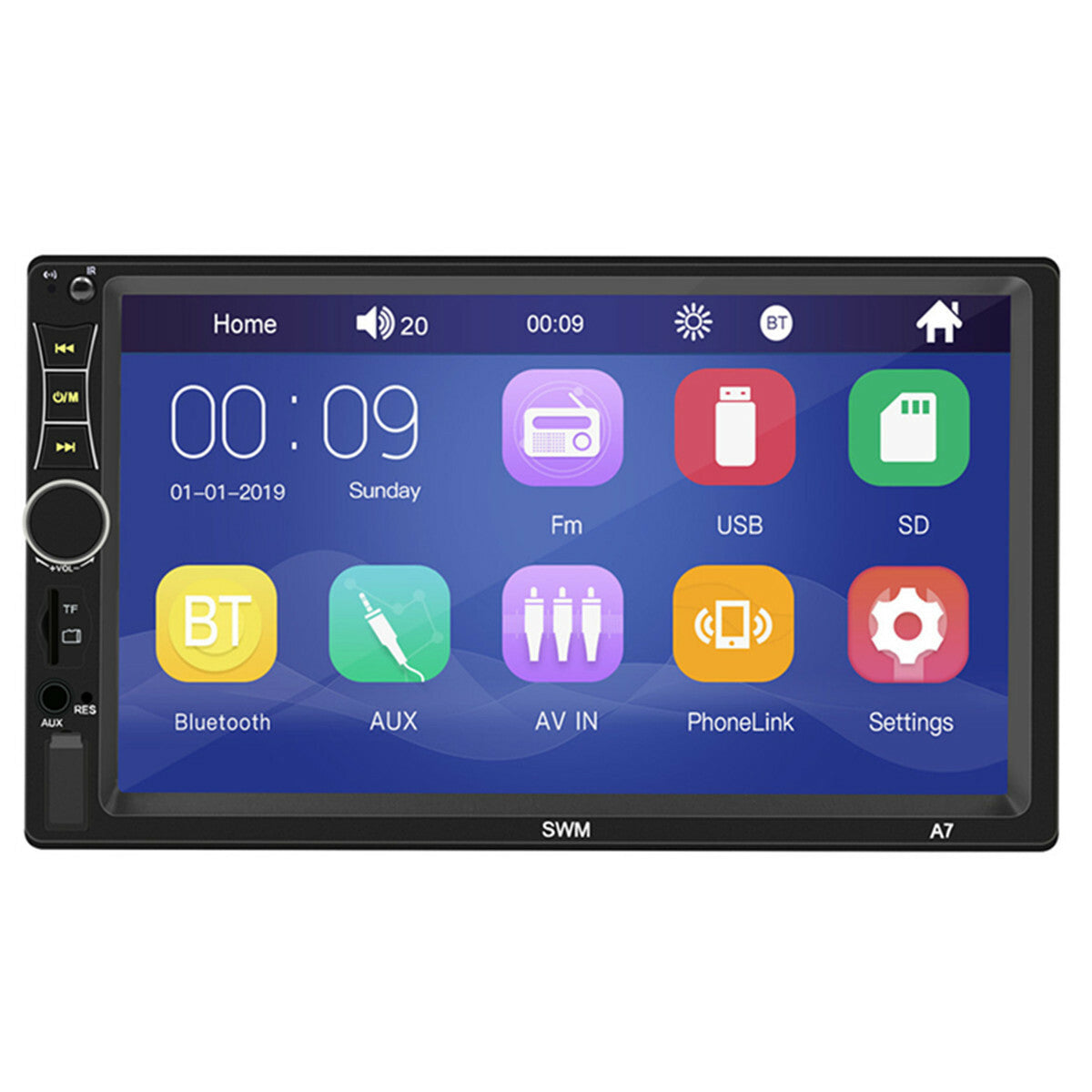 7in 2 DIN Car Stereo Radio MP5 Player Touch Screen Bluetooth W/Remote Control