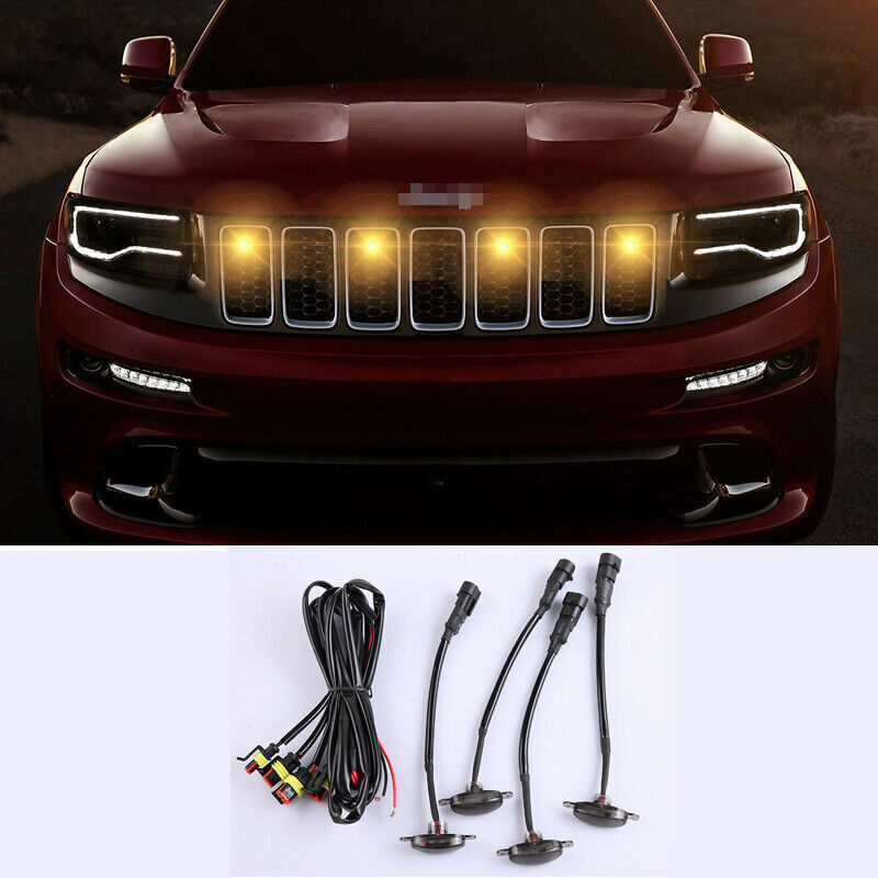 For Grand Cherokee 2014-2024 smoke Style Front Grill LED Marker Light Kit