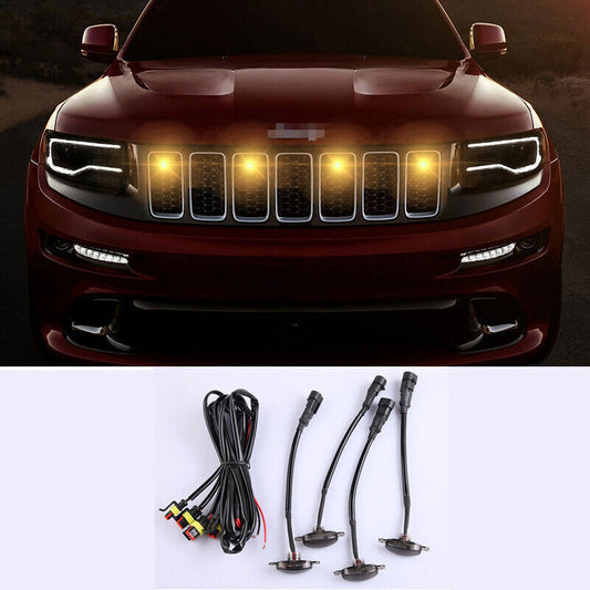 For Grand Cherokee 2014-2024 smoke Style Front Grill LED Marker Light Kit