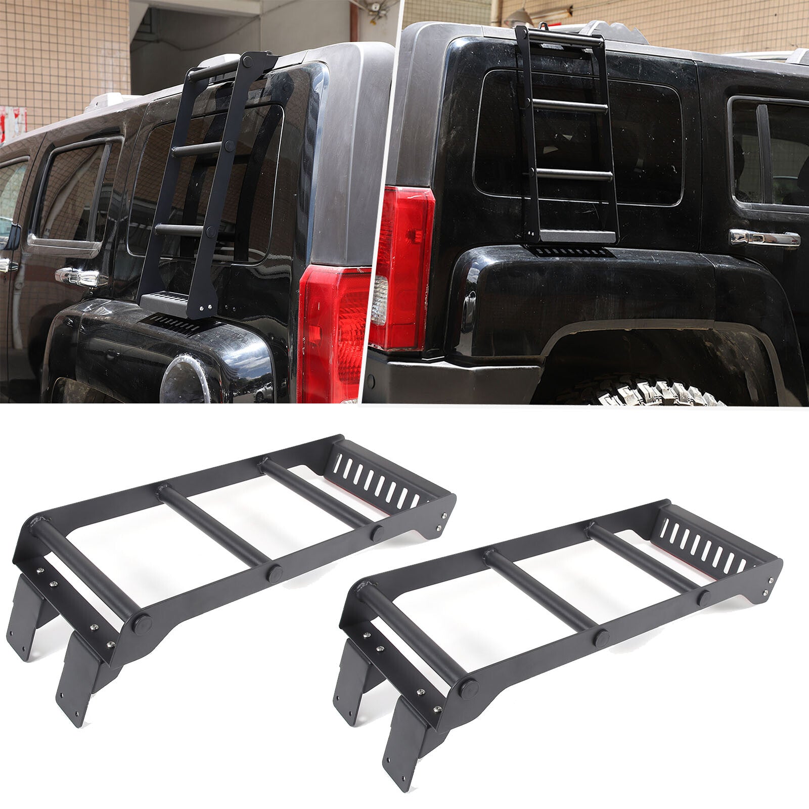A pair of rear window extension ladder accessories for Hummer H3 2005-2009
