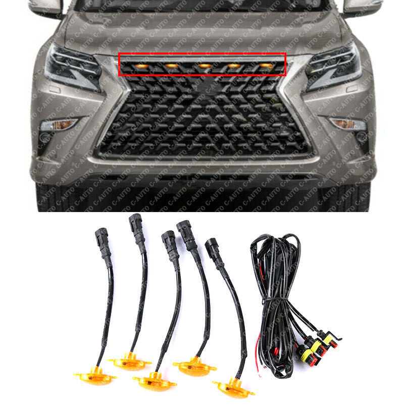 5pcs Grille LED Amber Light Style Grill Cover for Lexus GX460 2020-2021