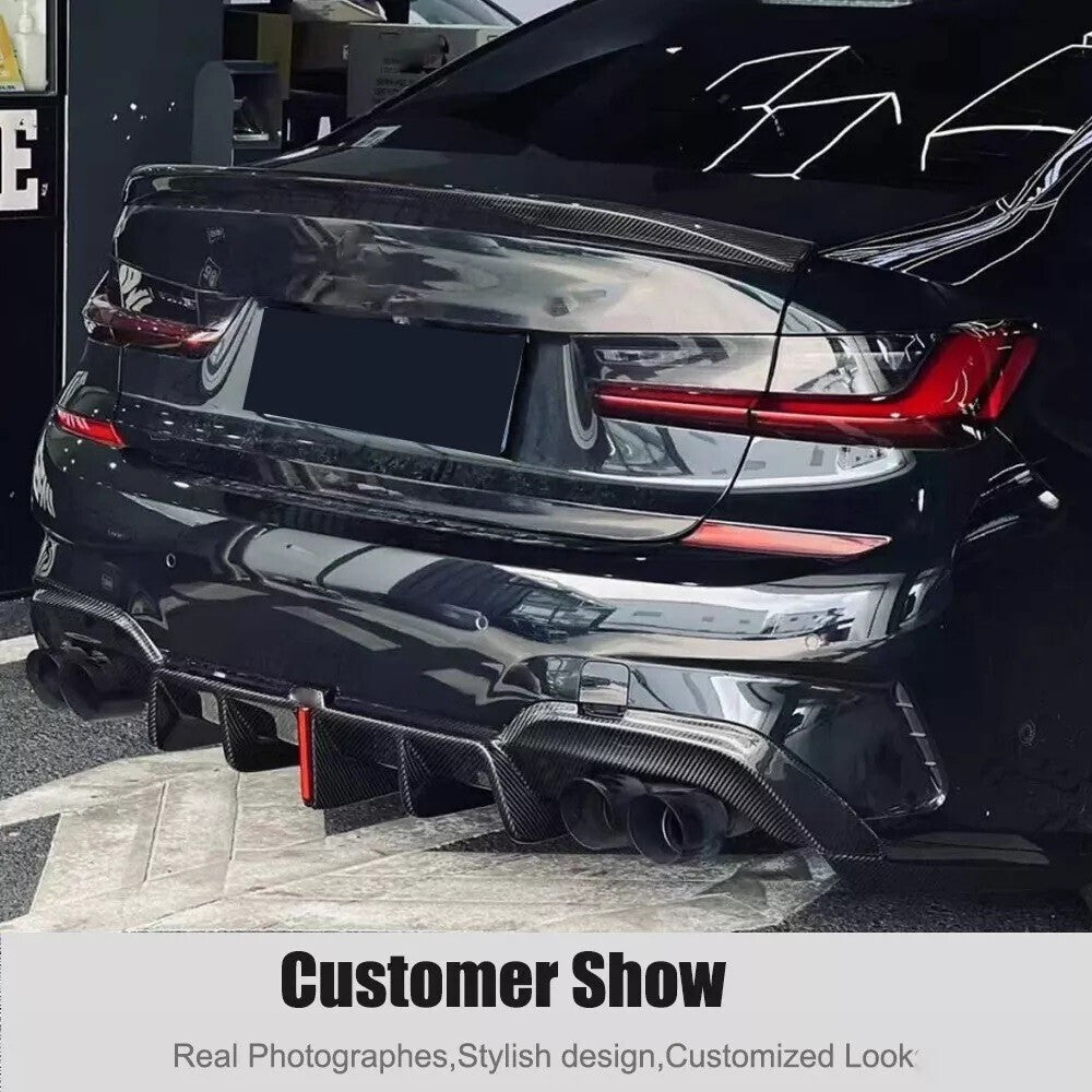 CARBON FIBER LED REAR DIFFUSER+SIDE EXTENSION FOR 19-22 G20 3 K STYLE n