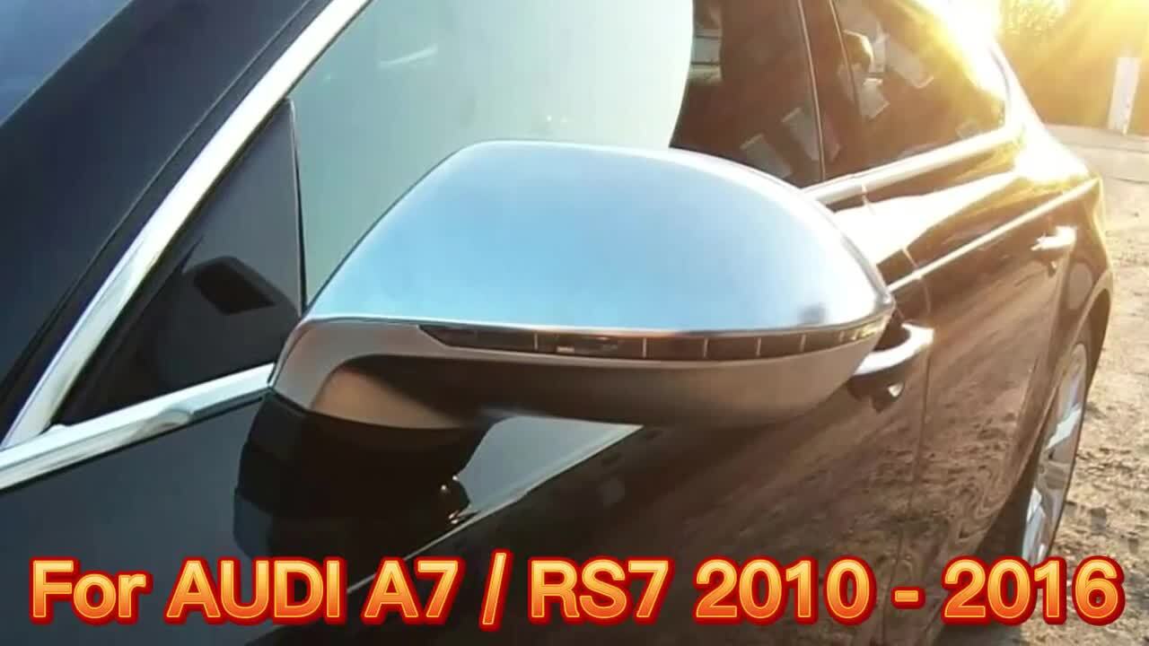 Matte Chrome Side Mirror Cover Caps for Audi 4G A7 S7 RS7 2011-17 W/ Lane Assist Q