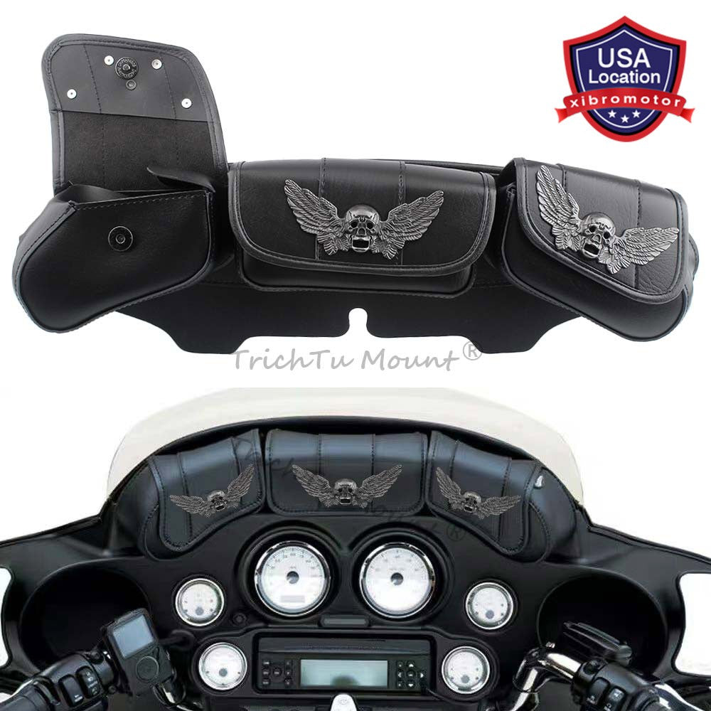 Windshield Saddle 3 Pouch Bag Fit for Harley Electra Street Glide FLHX 2006-2013 Q