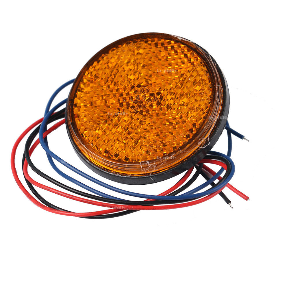Motorcycle Truck 12V 24 LED Round Brake Stop Tail Rear Light Lamp-Yellow Q