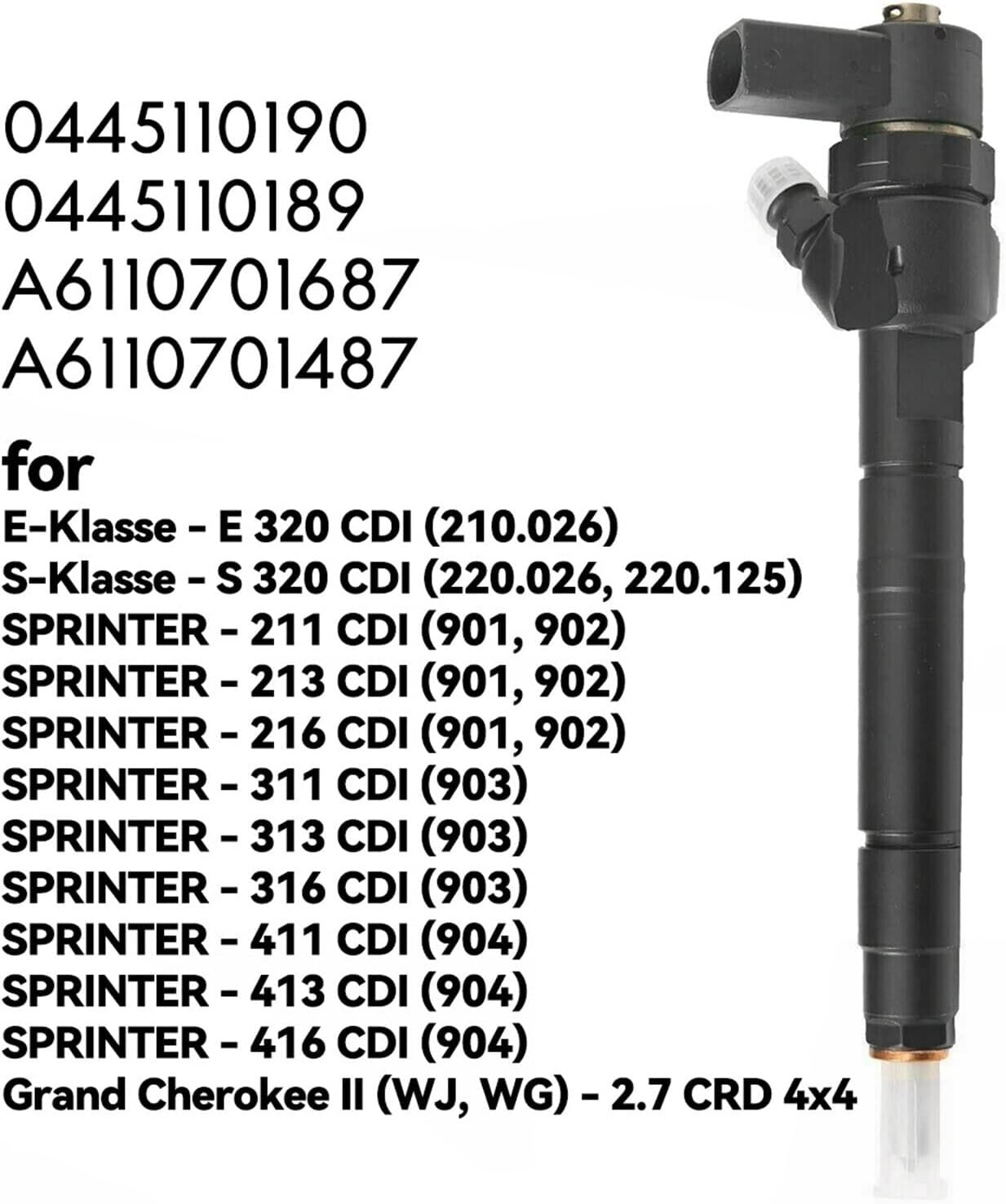 0445110190 DEBORAH A6110701687 for Mercedes-Benz Sprinter CDI Injector 6110701687
