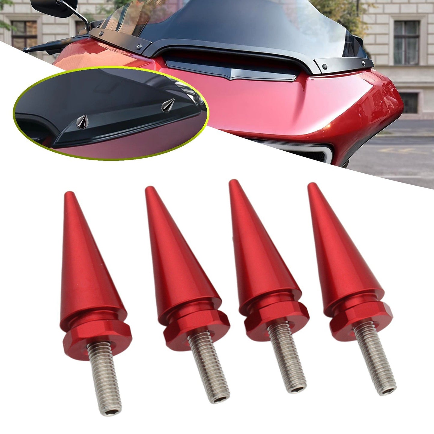 Red Spike Windshield Hardware Bolts Screws for Harley Road Glide FLTRX 1998-2025 Q