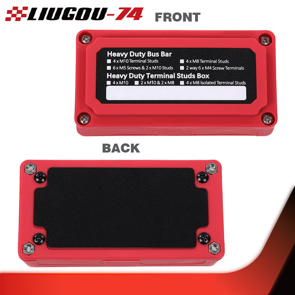 Red Heavy Duty 4 Way Bus Pole/Distribution Box Terminal Nail 300A 48V DC - v