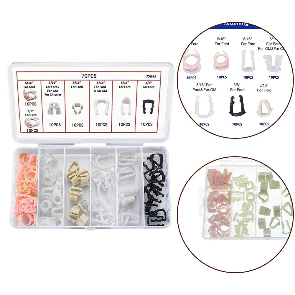 70Pcs Swordfish 61280 Fuel Line Retainer Clip Assortment for Car Accessory v