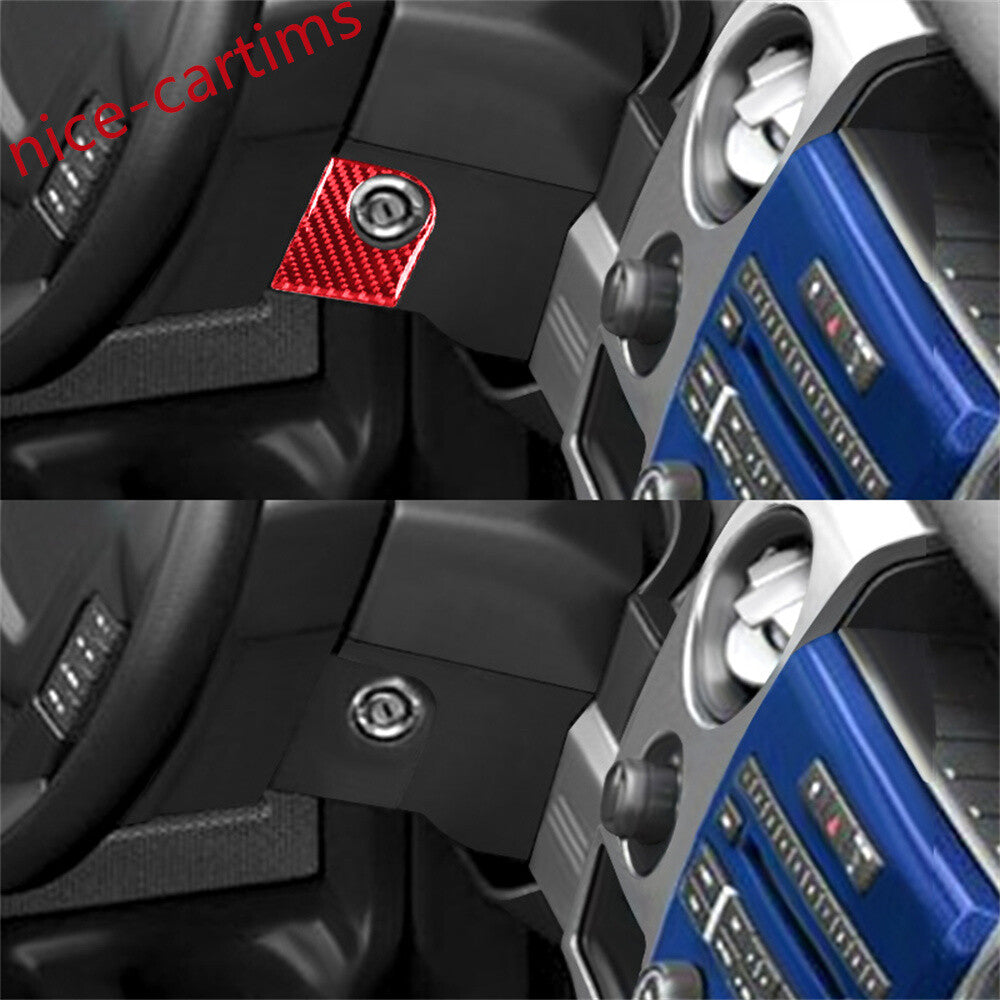 Red Carbon Fiber Car Keyhole Jack Ignition Switch Cover for Ford F150 2009-2014