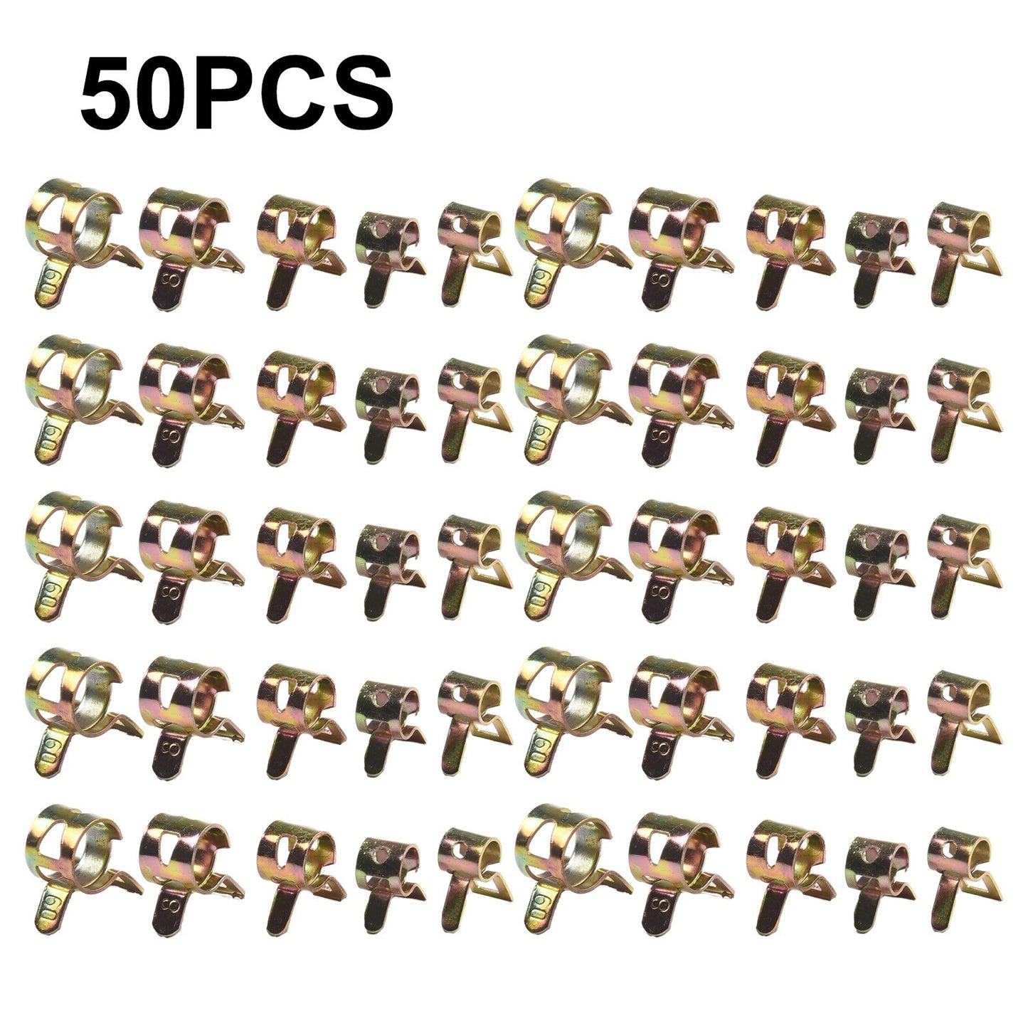 50 Pcs 5-9mm Car Fastener Spring Clips Clamp Fuel Water Line Hose Pipe Air Tube