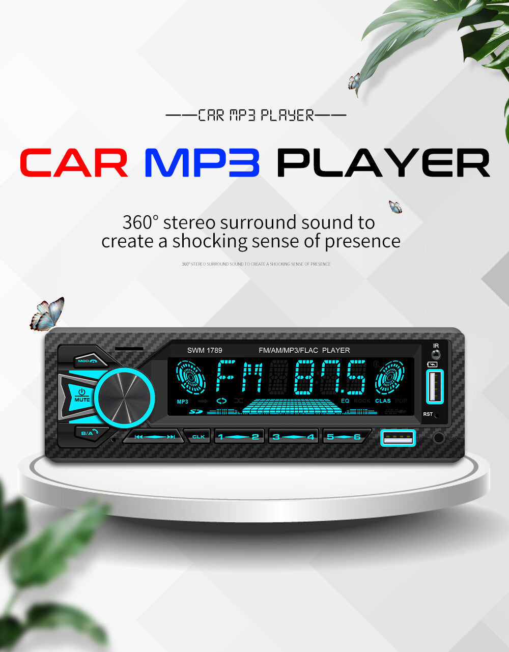 Car Radio Audio Single DIN Bluetooth Stereo MP3 Player FM Receiver Built-in Kit n