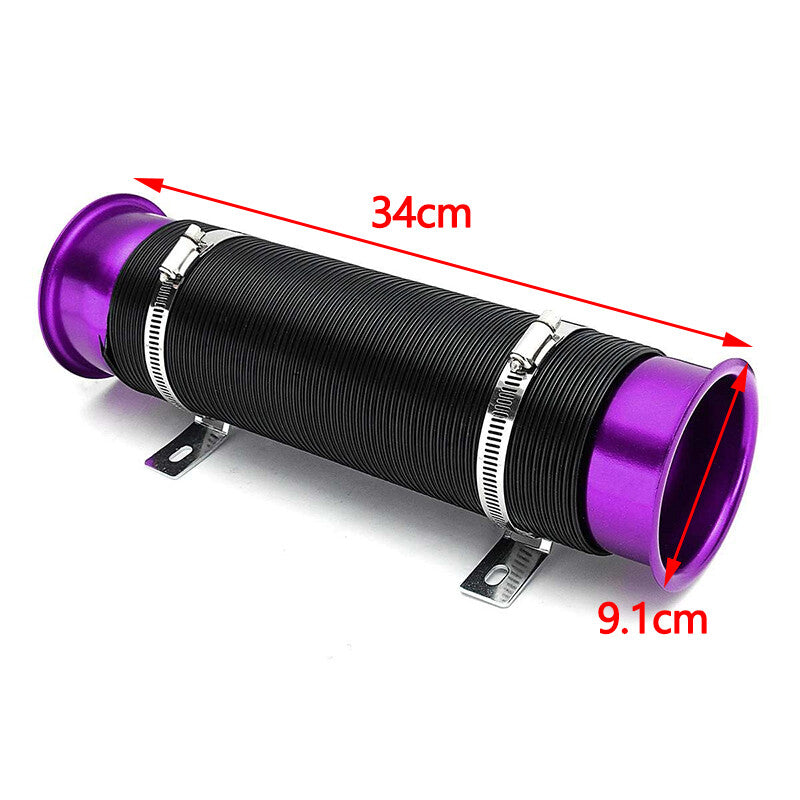 3'' 76mm Flexible Car Cold Air Intake Hose Filter Pipe Telescopic Tube Purple Q