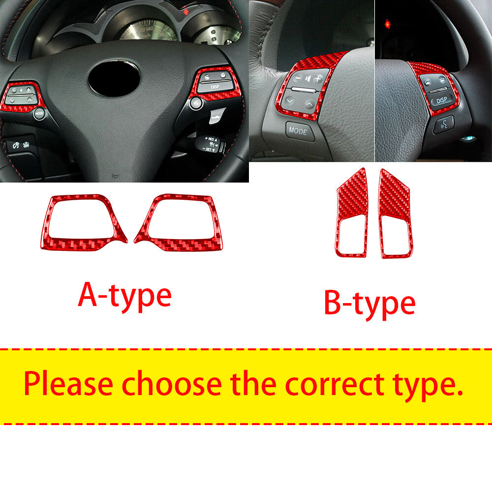 Red Carbon Fiber Interior Steering Wheel Button Cover Fit For Luxus GS 2006-2011