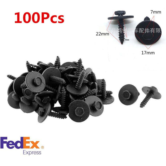 100PCS 7mm Hex Metal Car Screw Body Fender Bumper Retainer Clips 4.2-1.41x22mm