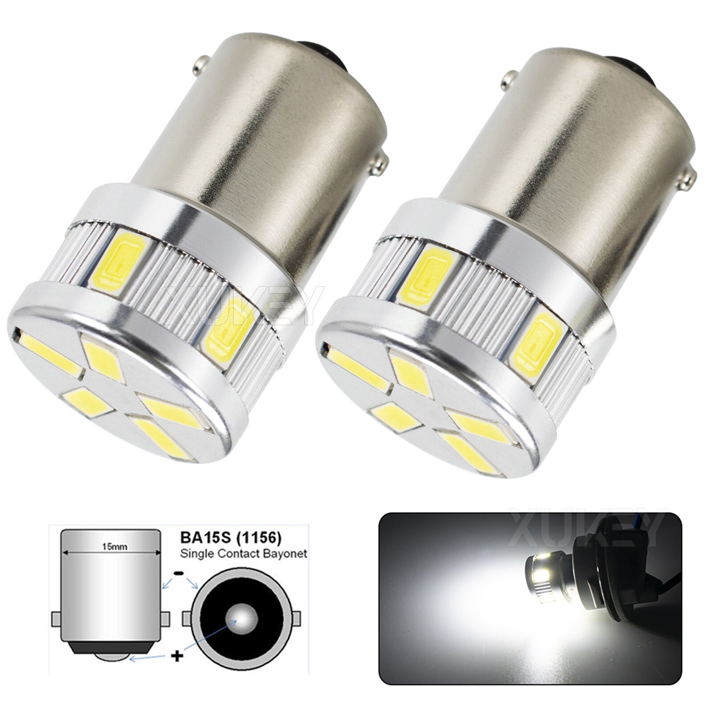 2pcs 12V BA15S 1156 SMD Brake Light LED Indicator Bulb Rear Light Bulb! Q